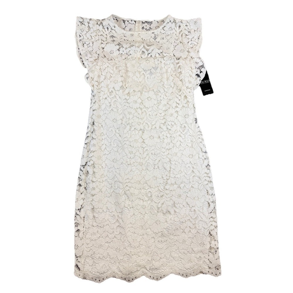 NWT Lauren Ralph Lauren Evening Sheath Dress‎ Sz 4 Lined Floral Lace Coquette